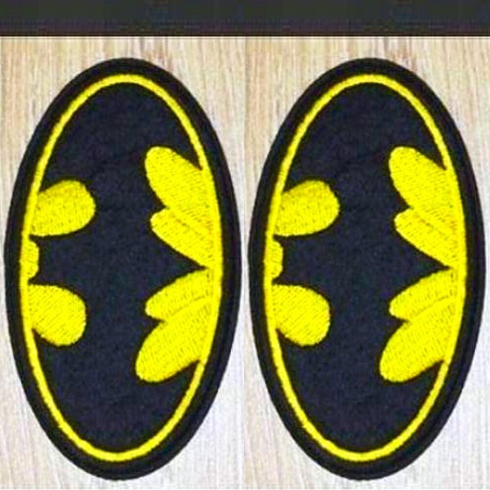 (2) SuperHero 4" Symbol Logo IRON ON Patches Clothing DIY batman accessory badge